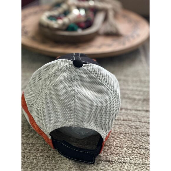 Harley Davidson Motorcycle Black Biker Hat Dad Cap Black Orange Adjustable Wisco - Picture 3 of 6